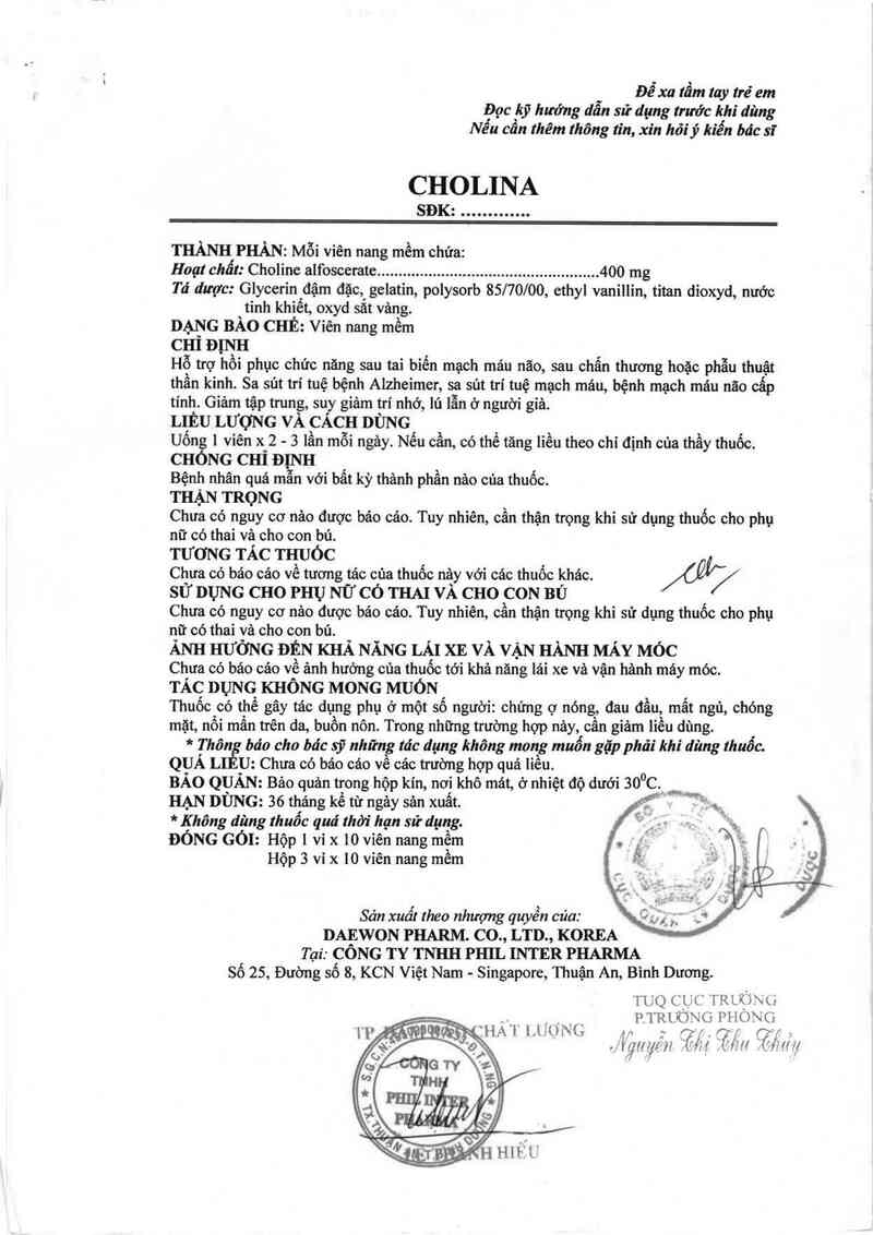thông tin, cách dùng, giá thuốc Cholina - ảnh 3