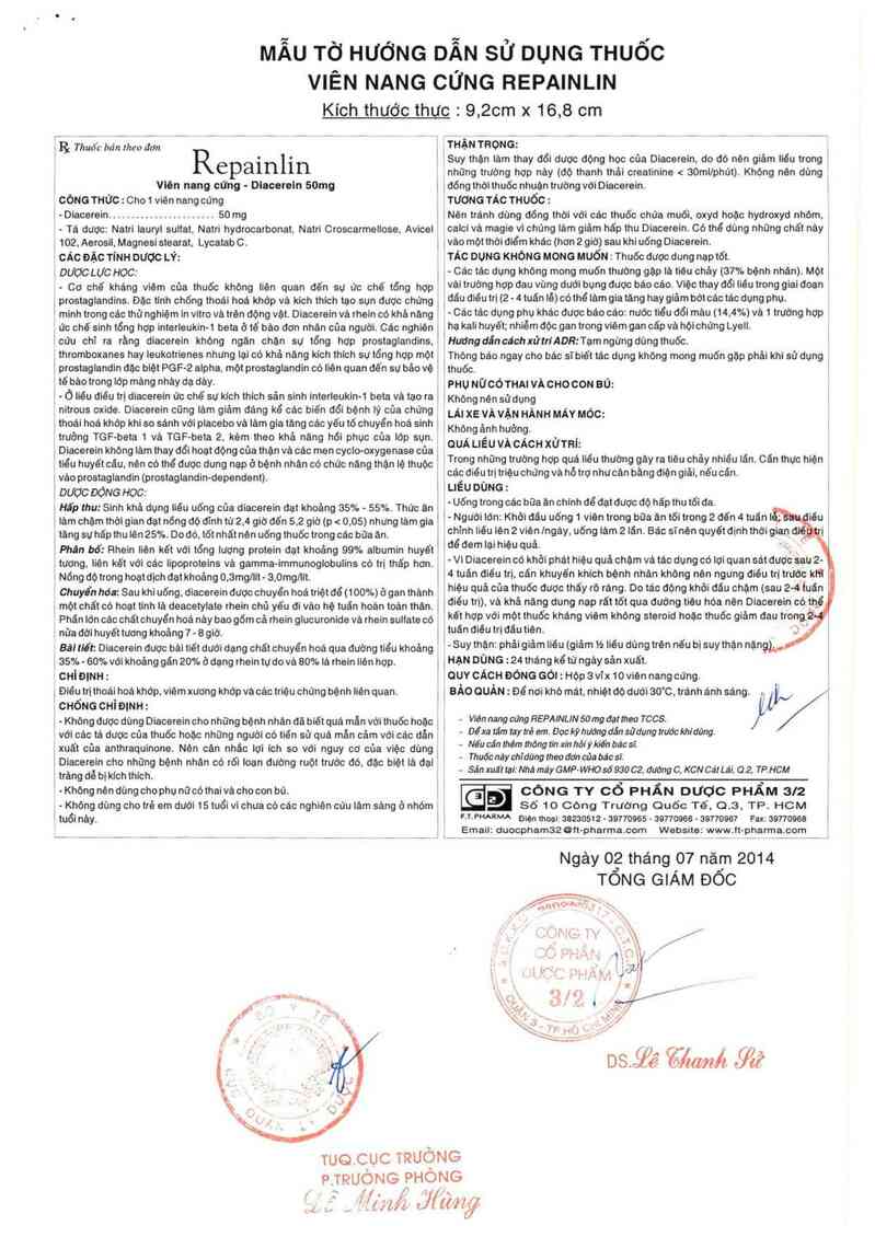 thông tin, cách dùng, giá thuốc Repainlin - ảnh 2