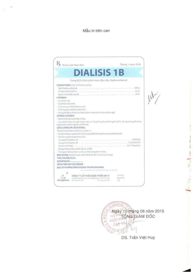 thông tin, cách dùng, giá thuốc Dialisis 1B - ảnh 2