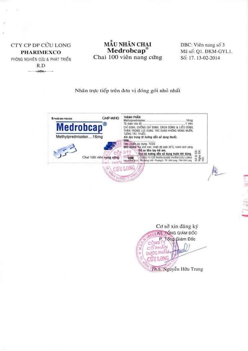 thông tin, cách dùng, giá thuốc Medrobcap - ảnh 2