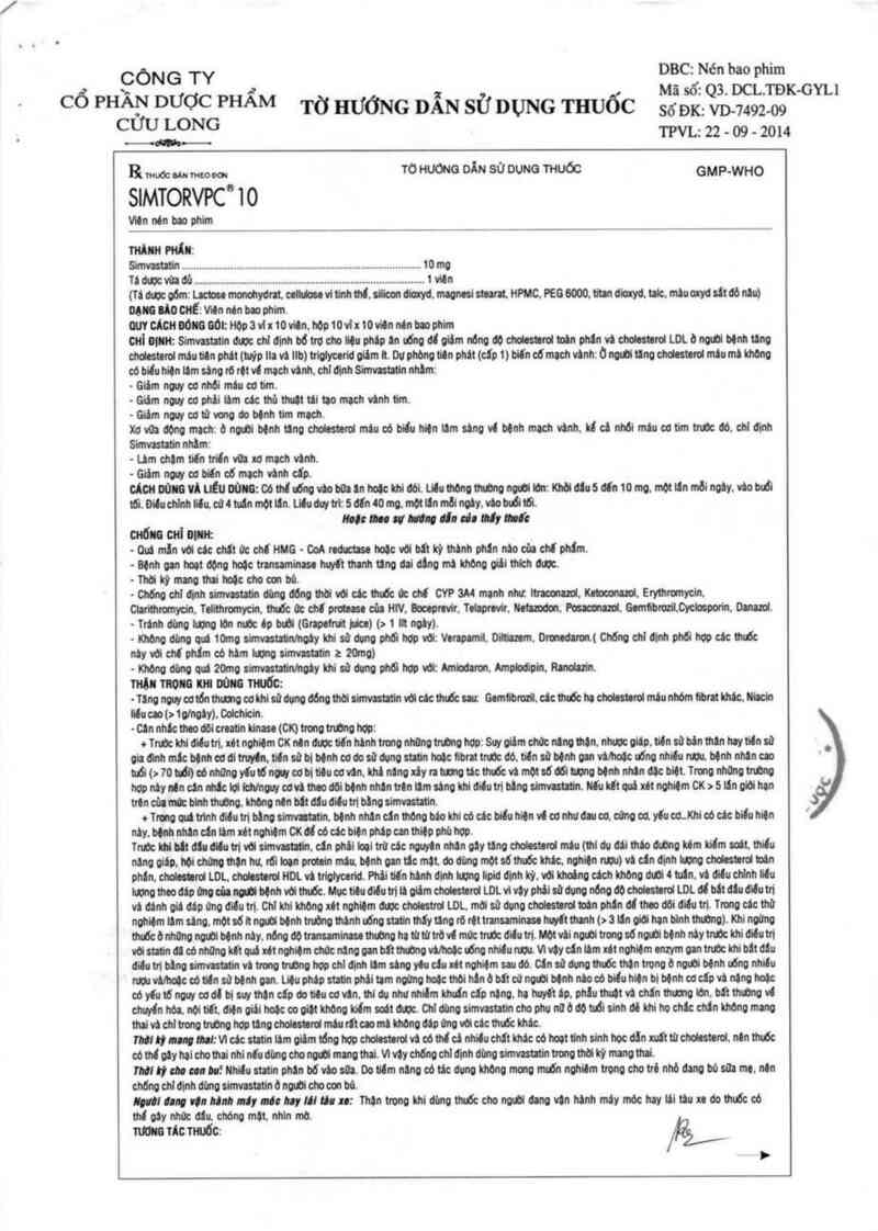 thông tin, cách dùng, giá thuốc Simtorvpc 10 - ảnh 3
