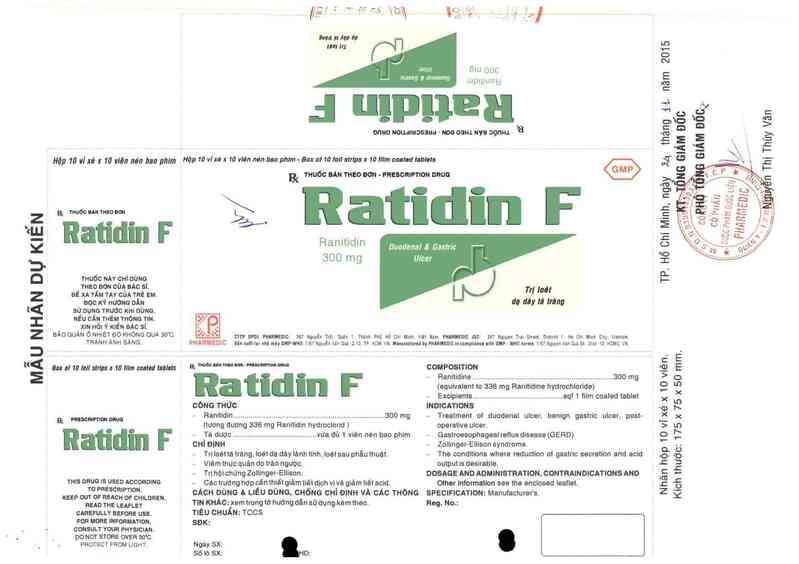thông tin, cách dùng, giá thuốc Ratidin F - ảnh 1