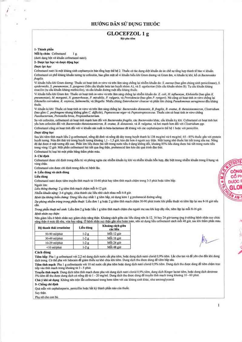 thông tin, cách dùng, giá thuốc Glocepzol 1g - ảnh 5