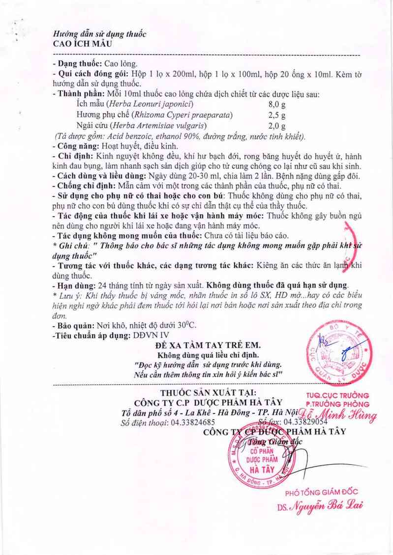 thông tin, cách dùng, giá thuốc Cao ích mẫu - ảnh 3