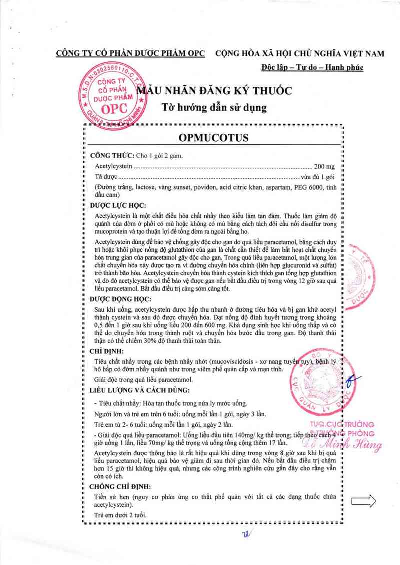thông tin, cách dùng, giá thuốc Opmucotus - ảnh 2