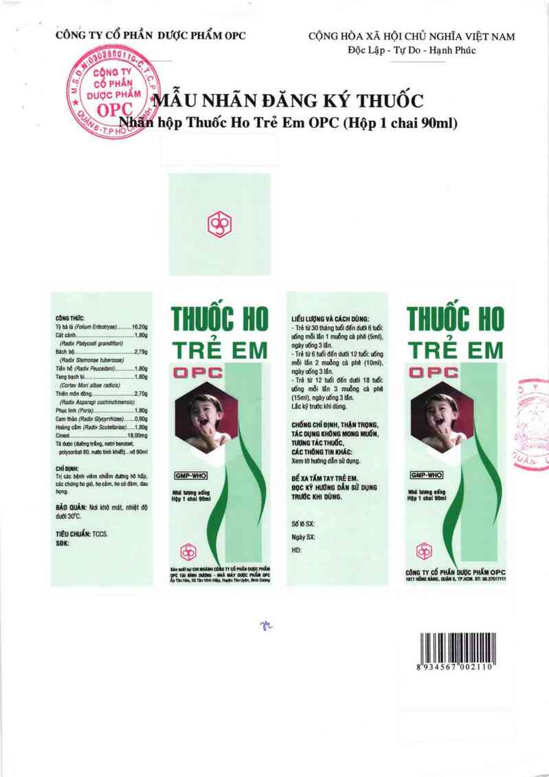 thông tin, cách dùng, giá thuốc Thuốc ho trẻ em OPC - ảnh 1