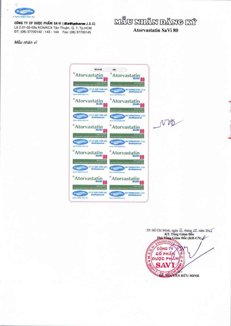 thông tin, cách dùng, giá thuốc Atorvastatin SaVi 80 - ảnh 1
