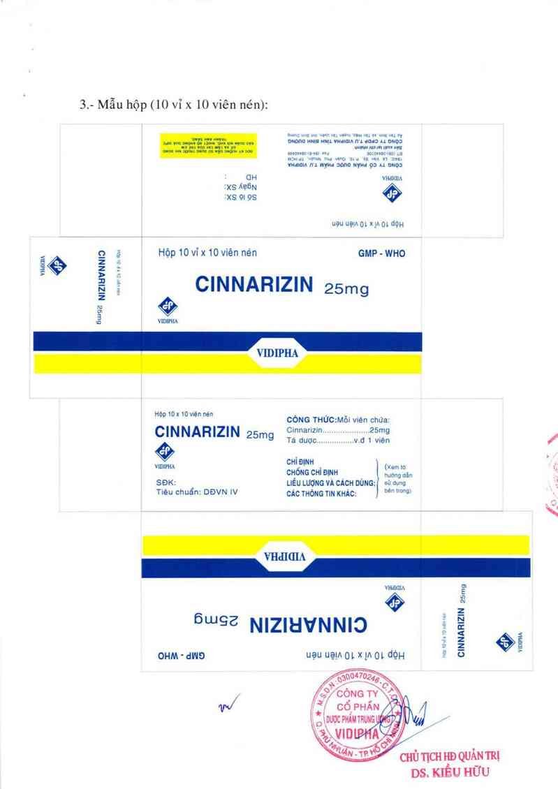 thông tin, cách dùng, giá thuốc Cinnarizin 25mg - ảnh 1
