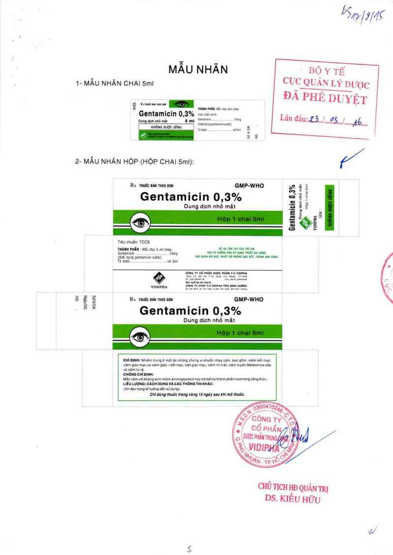 thông tin, cách dùng, giá thuốc Gentamicin 0,3% - ảnh 0