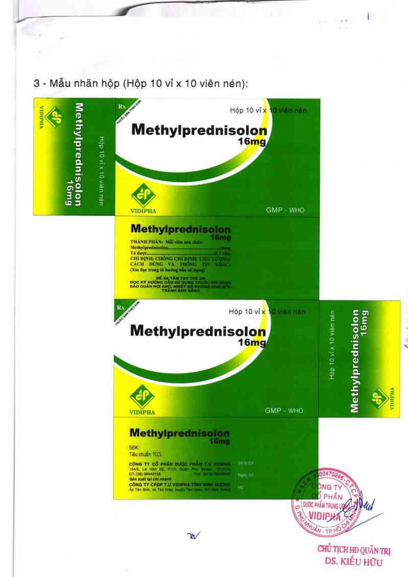 thông tin, cách dùng, giá thuốc Methylprednisolon 16mg - ảnh 1