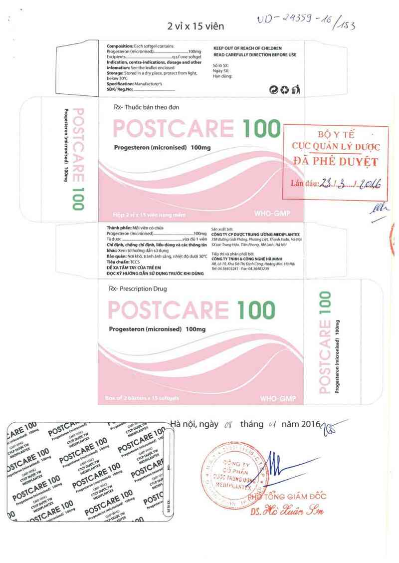 thông tin, cách dùng, giá thuốc Postcare 100 - ảnh 0
