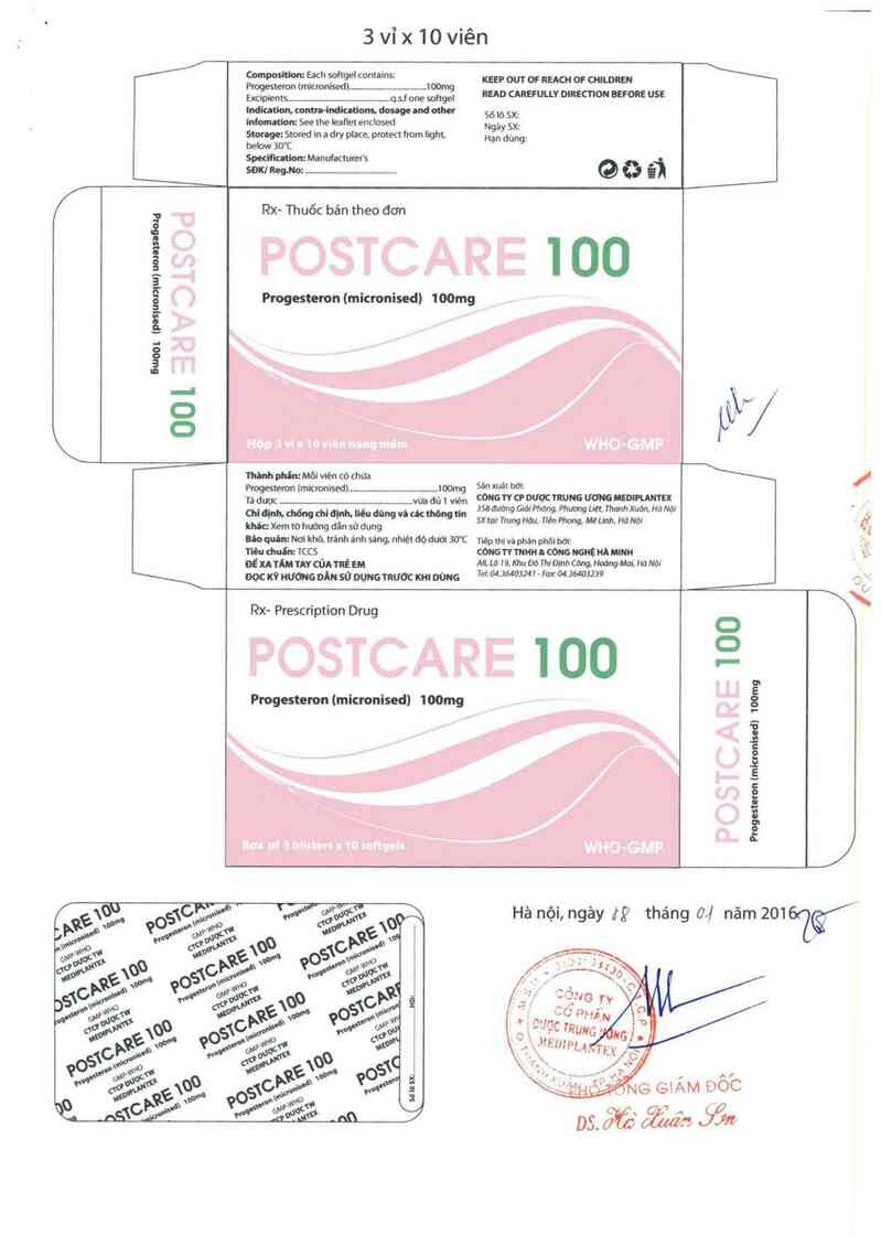 thông tin, cách dùng, giá thuốc Postcare 100 - ảnh 1