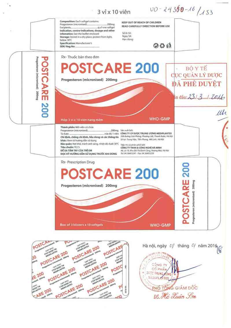 thông tin, cách dùng, giá thuốc Postcare 200 - ảnh 0