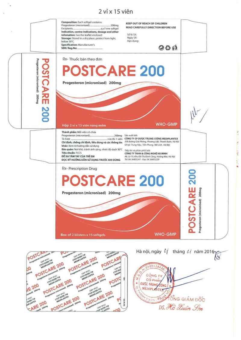 thông tin, cách dùng, giá thuốc Postcare 200 - ảnh 1