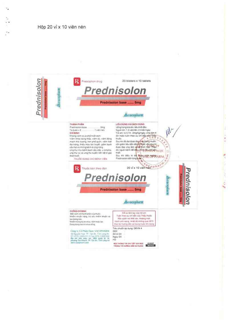 thông tin, cách dùng, giá thuốc Prednisolon - ảnh 1
