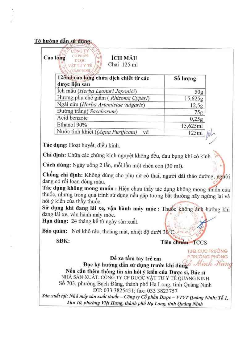 thông tin, cách dùng, giá thuốc Cao lỏng ích mẫu - ảnh 2