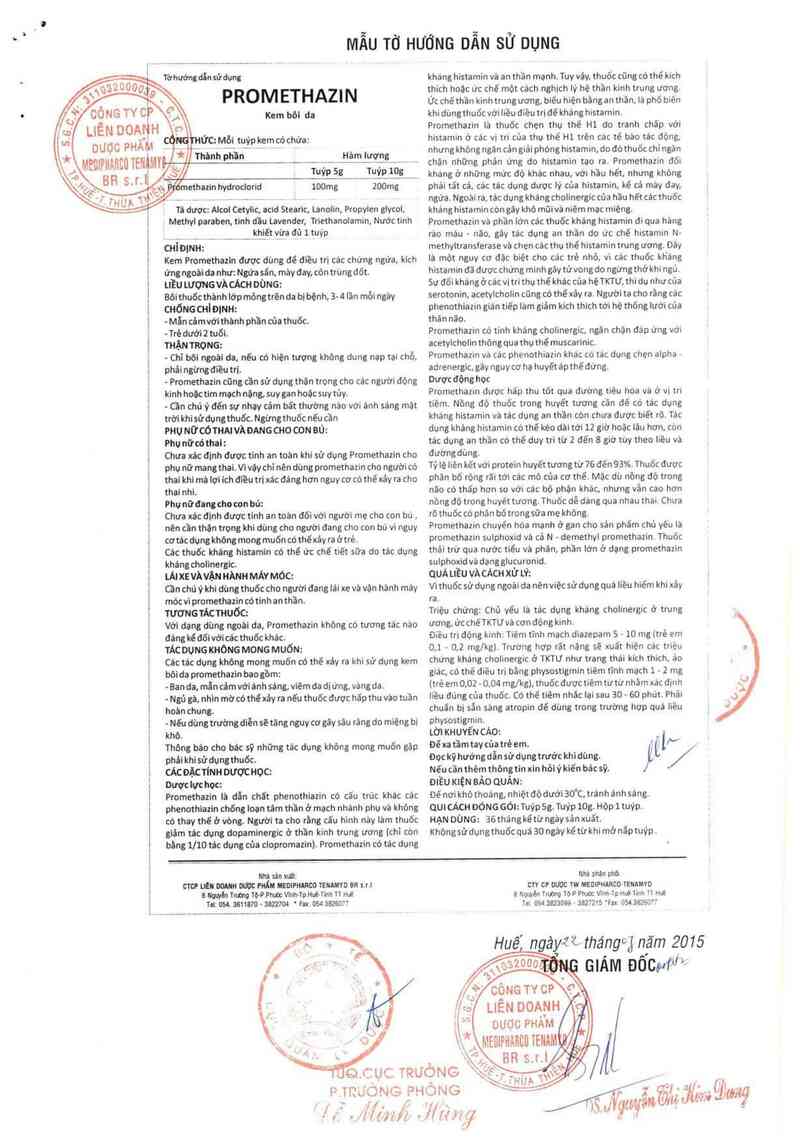 thông tin, cách dùng, giá thuốc Promethazin - ảnh 2