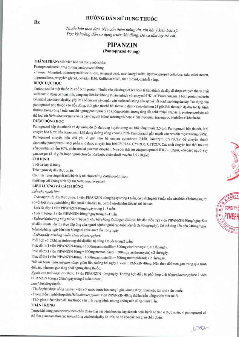 thông tin, cách dùng, giá thuốc Pipanzin - ảnh 2