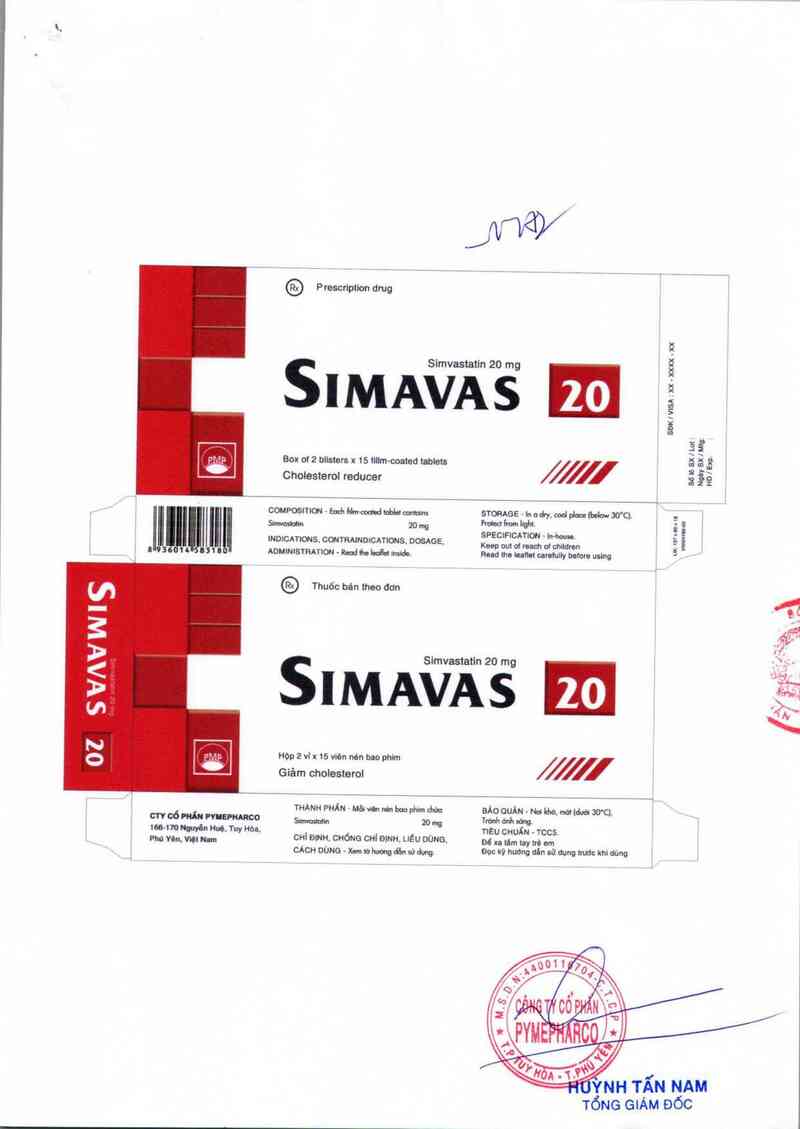 thông tin, cách dùng, giá thuốc Simavas 20 - ảnh 1