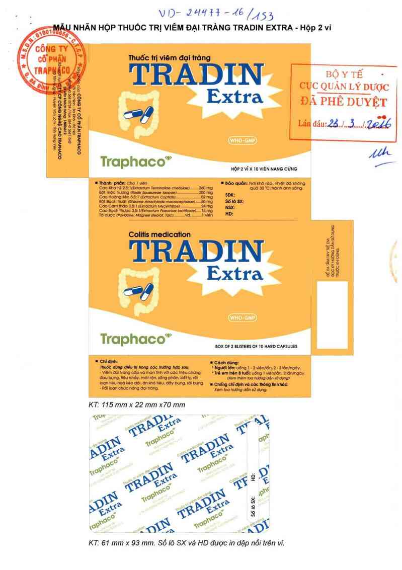 thông tin, cách dùng, giá thuốc Thuốc trị viêm đại tràng Tradin extra - ảnh 0