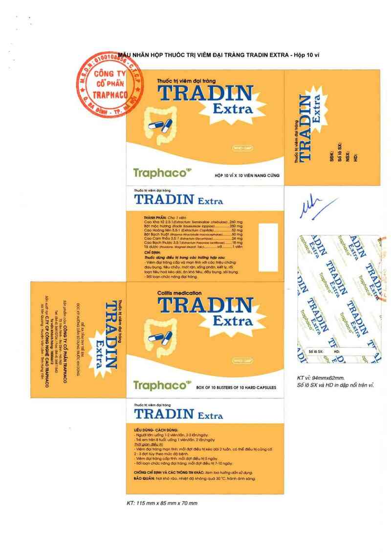 thông tin, cách dùng, giá thuốc Thuốc trị viêm đại tràng Tradin extra - ảnh 2