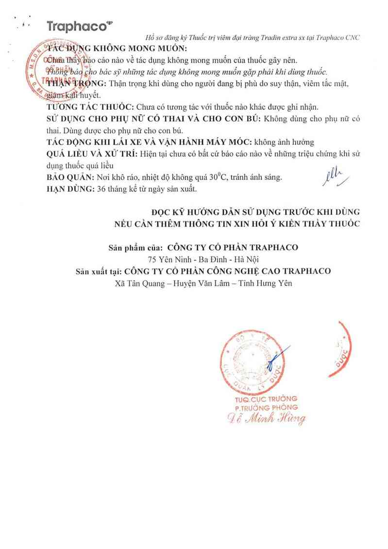thông tin, cách dùng, giá thuốc Thuốc trị viêm đại tràng Tradin extra - ảnh 5