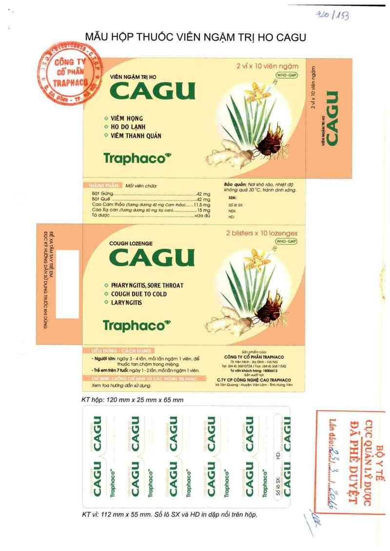 thông tin, cách dùng, giá thuốc Viên ngậm trị ho Cagu - ảnh 0