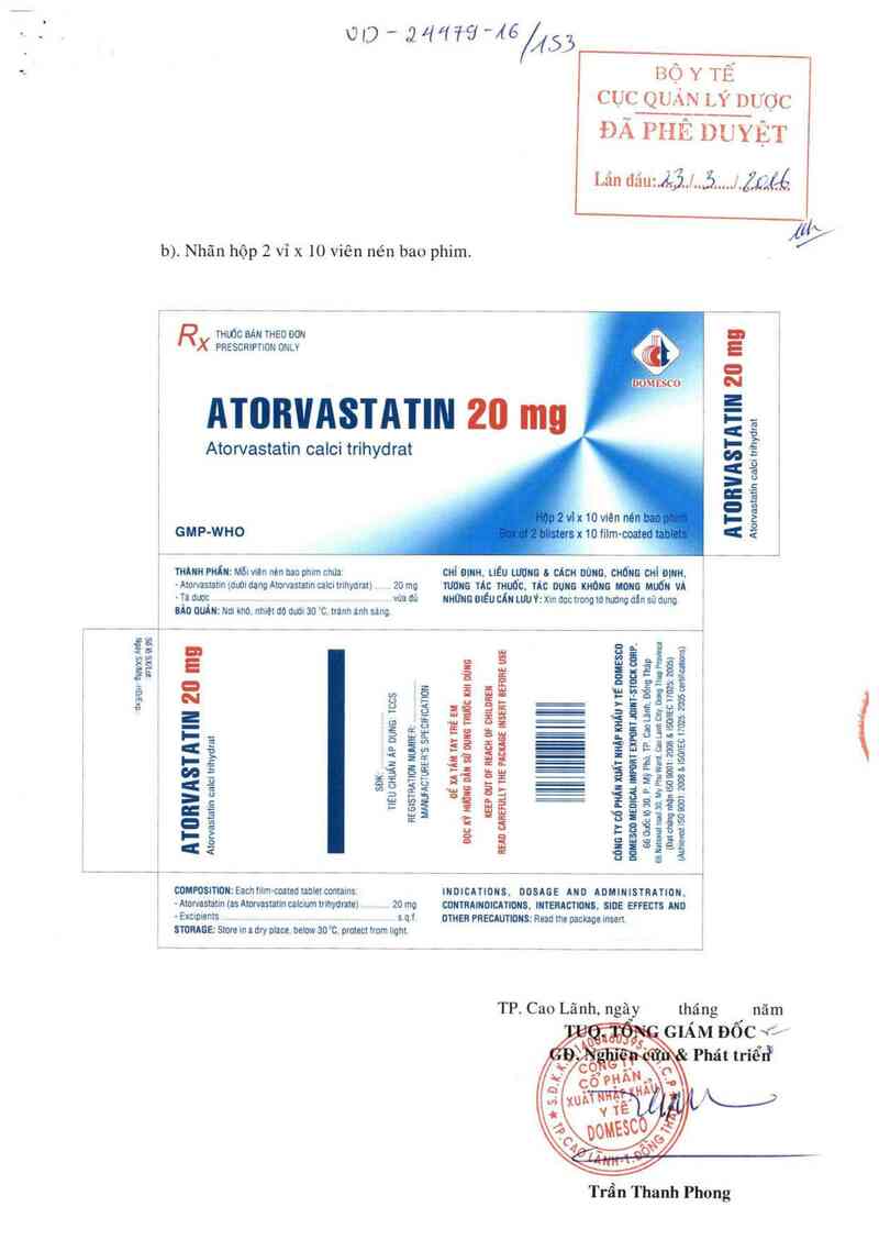 thông tin, cách dùng, giá thuốc Atorvastatin 20 mg - ảnh 0