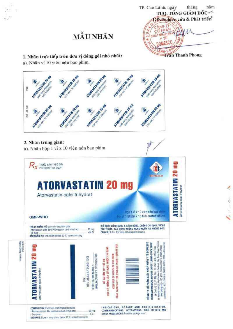 thông tin, cách dùng, giá thuốc Atorvastatin 20 mg - ảnh 1