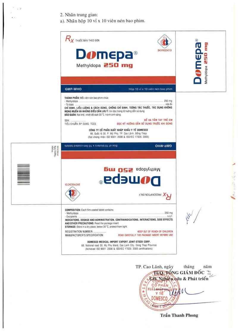 thông tin, cách dùng, giá thuốc Domepa 250 mg - ảnh 1