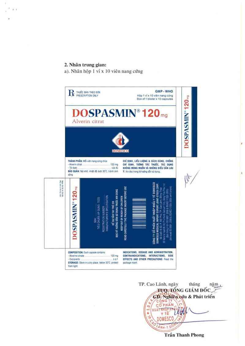thông tin, cách dùng, giá thuốc Dospasmin 120 mg - ảnh 1