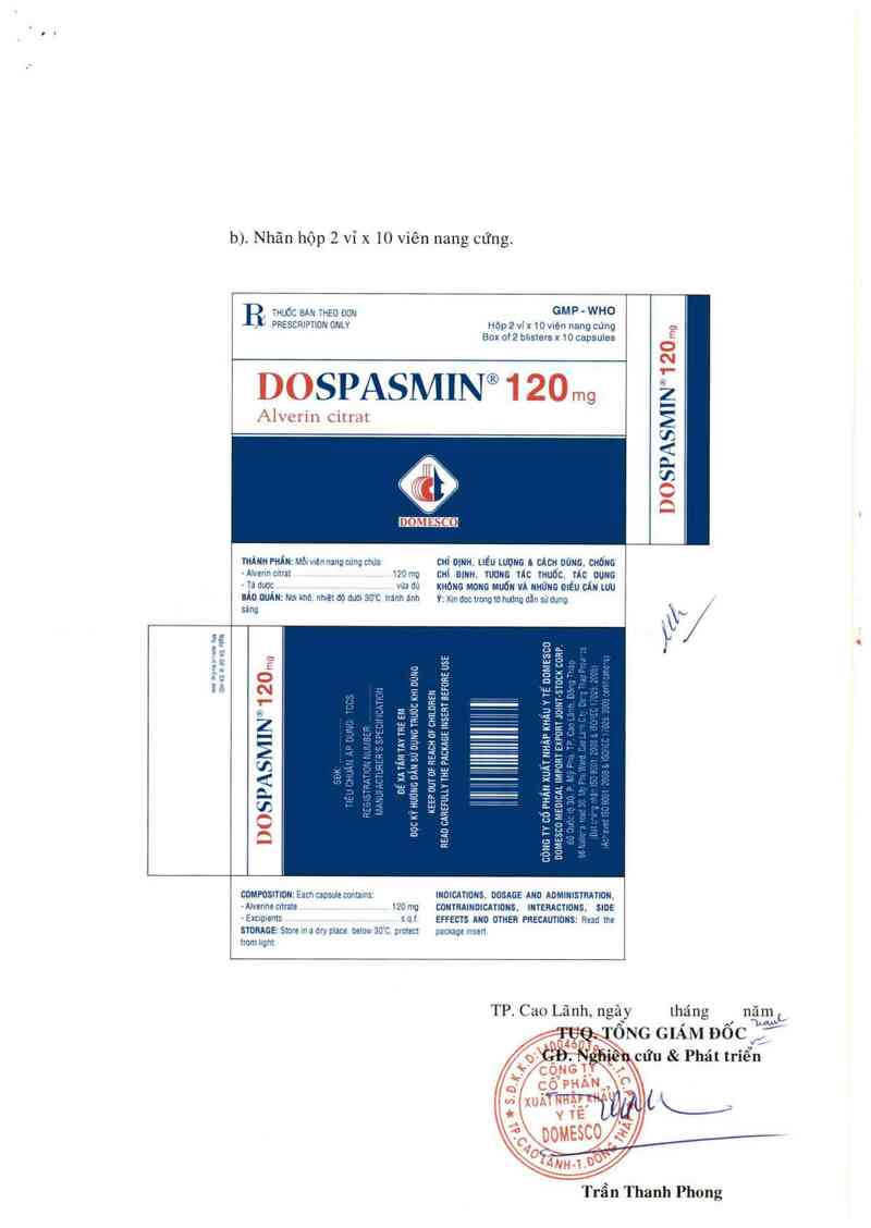 thông tin, cách dùng, giá thuốc Dospasmin 120 mg - ảnh 2
