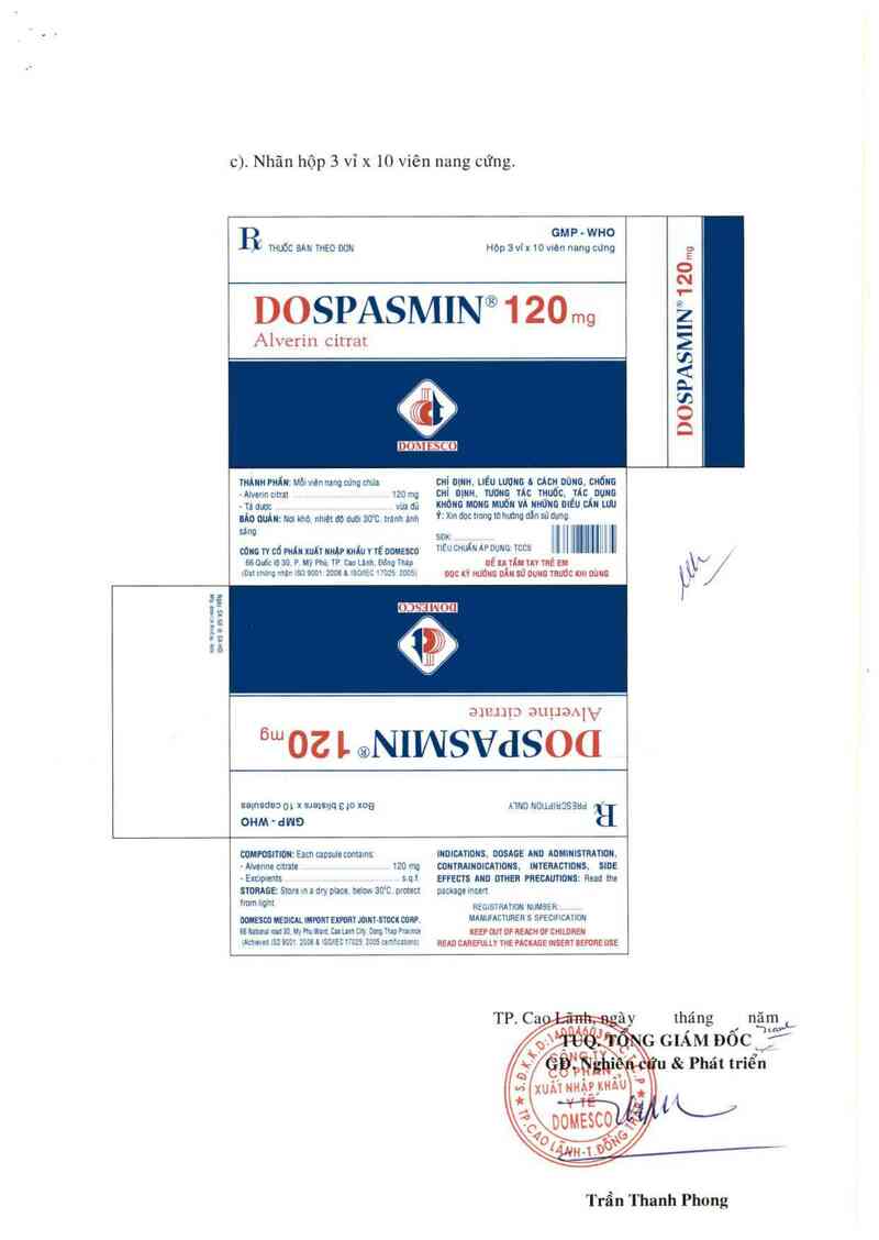 thông tin, cách dùng, giá thuốc Dospasmin 120 mg - ảnh 3