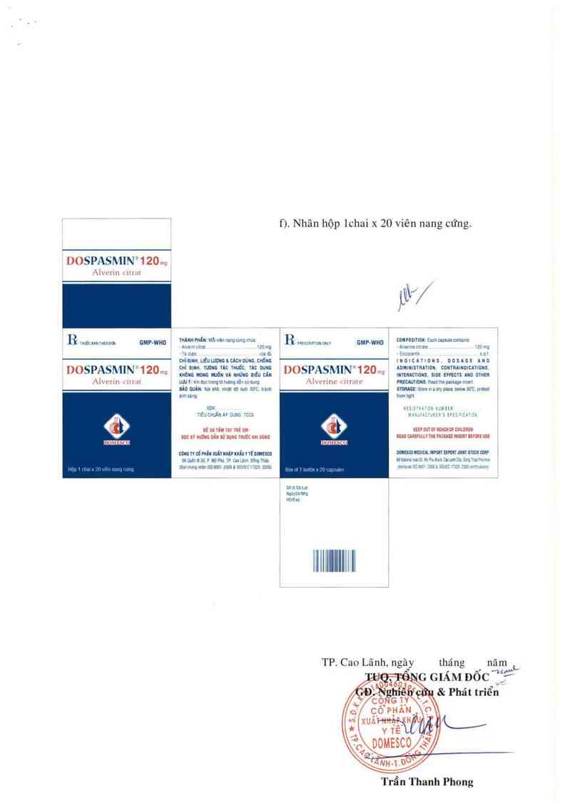 thông tin, cách dùng, giá thuốc Dospasmin 120 mg - ảnh 6