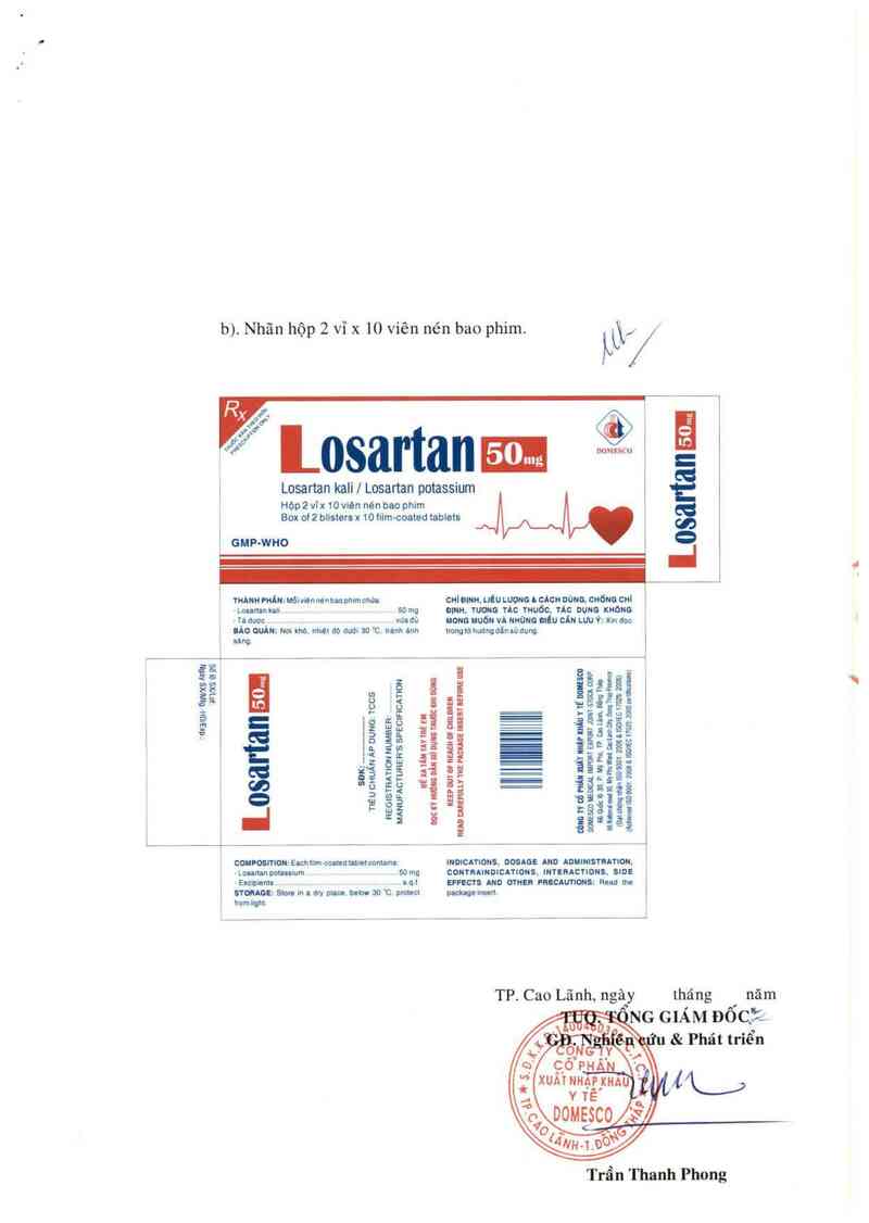thông tin, cách dùng, giá thuốc Losartan 50 mg - ảnh 1
