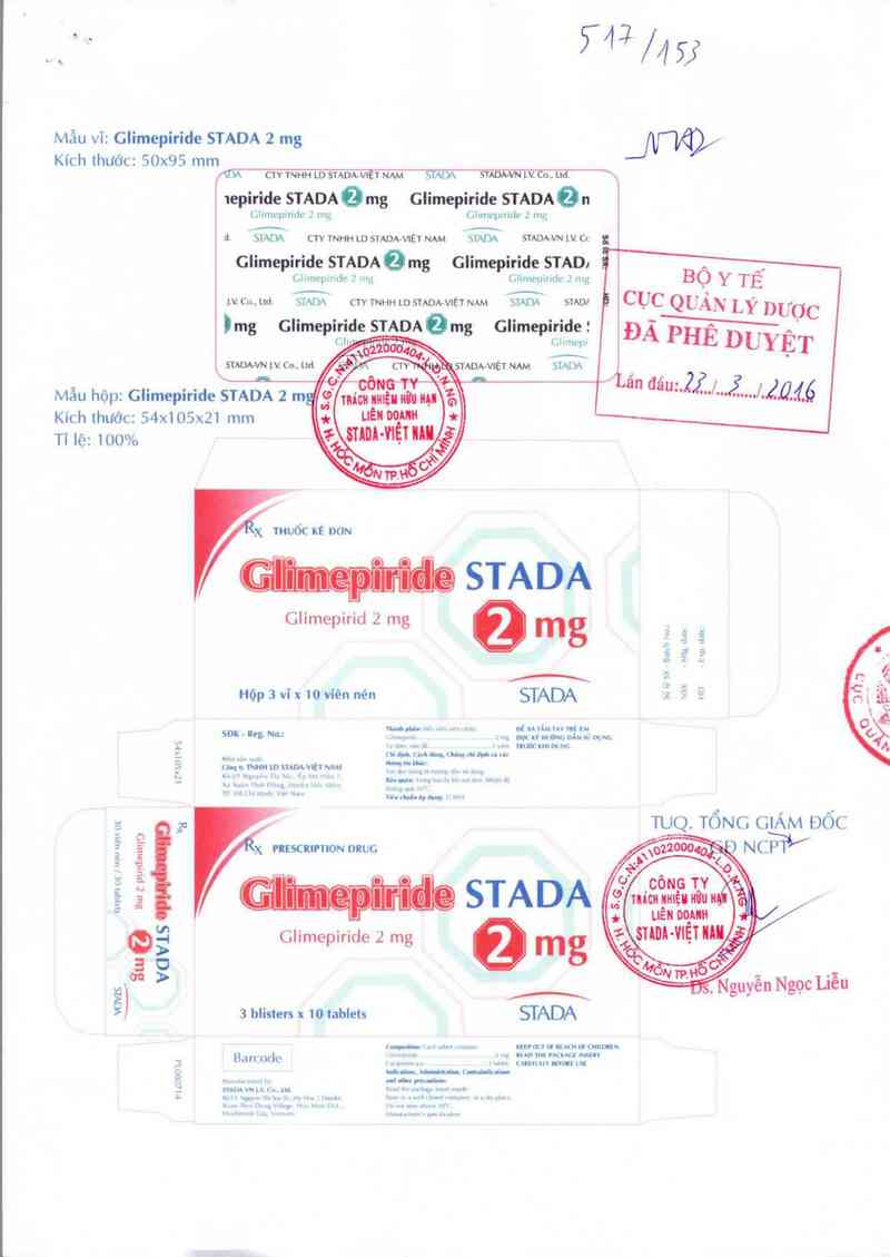 thông tin, cách dùng, giá thuốc Glimepiride Stada 2 mg - ảnh 0
