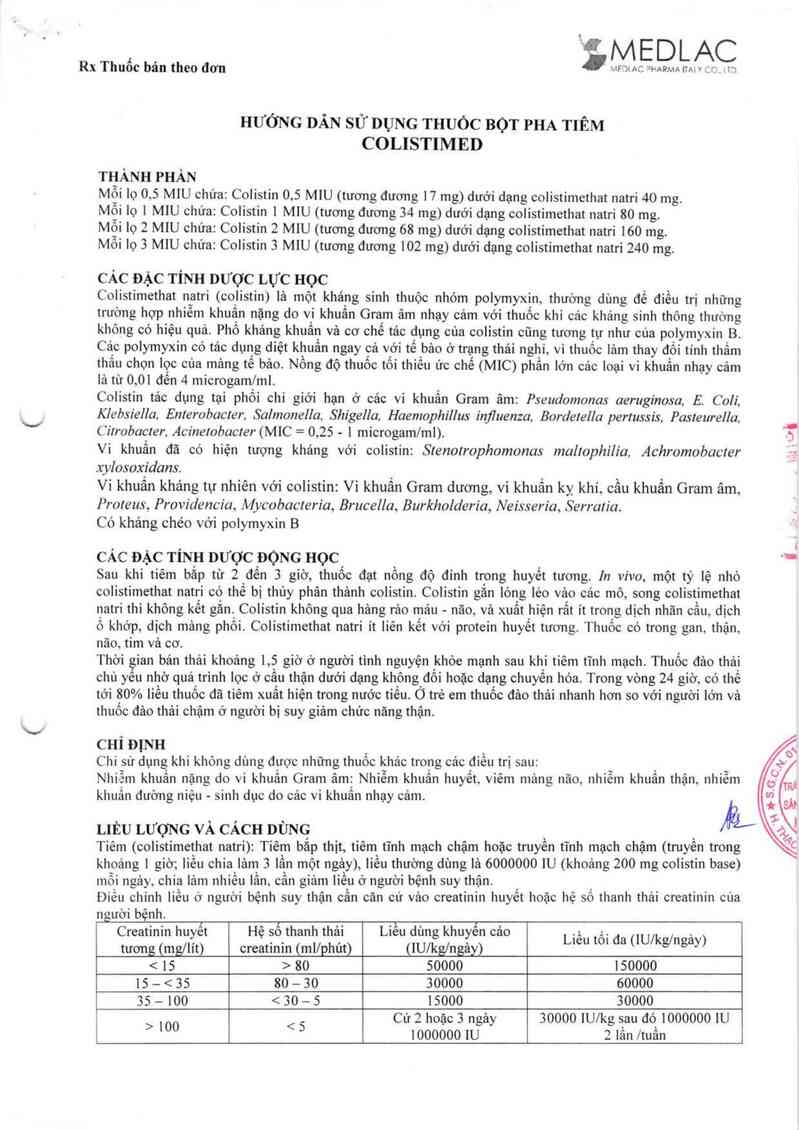 thông tin, cách dùng, giá thuốc Colistimed - ảnh 2