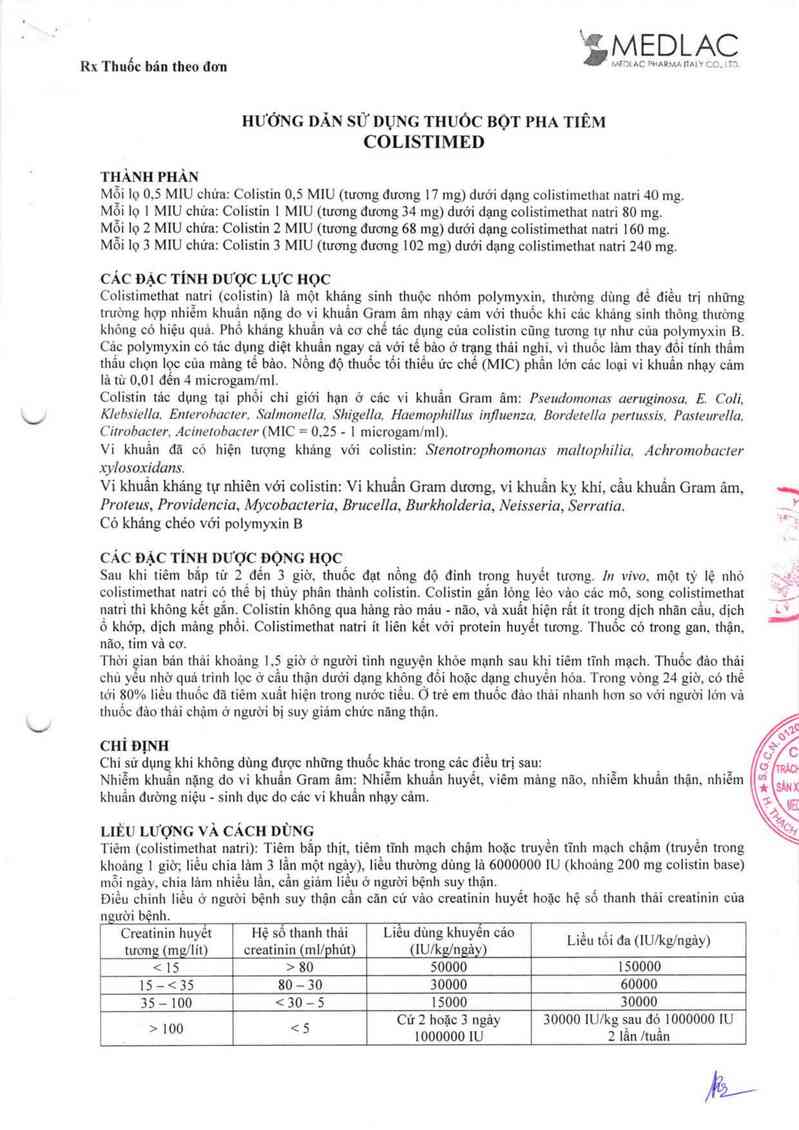 thông tin, cách dùng, giá thuốc Colistimed - ảnh 2