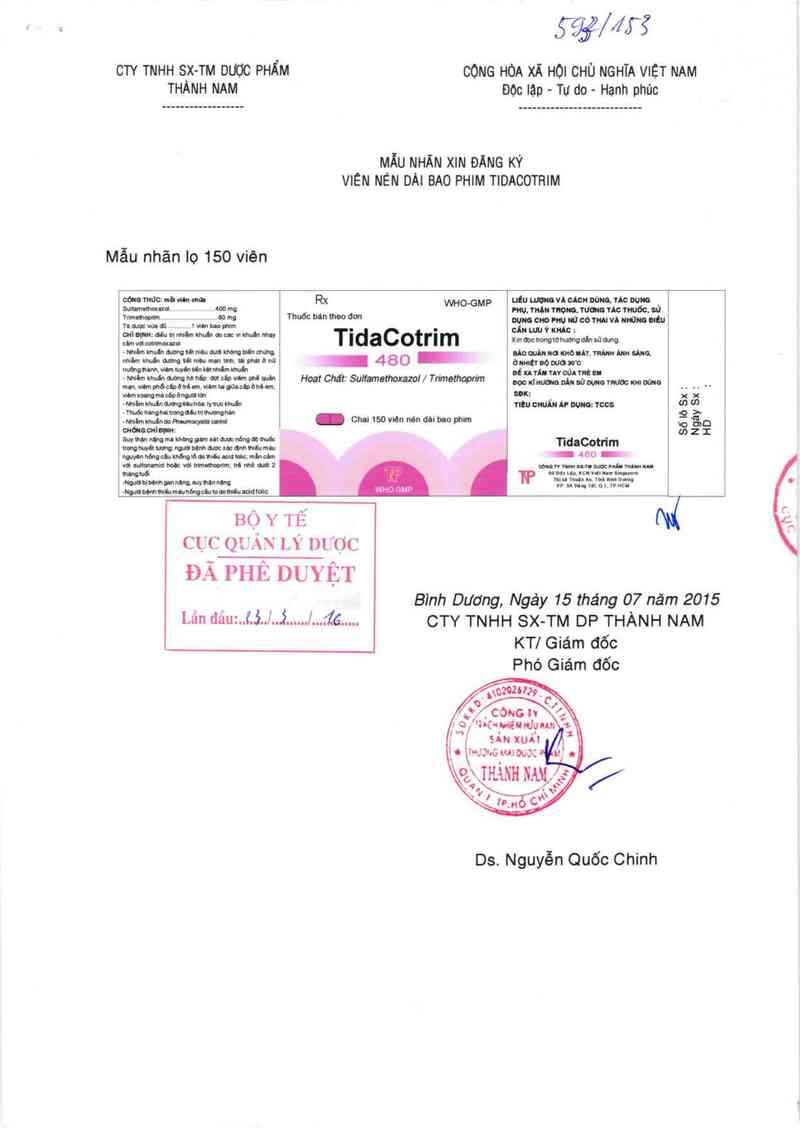 thông tin, cách dùng, giá thuốc Tidacotrim - ảnh 0