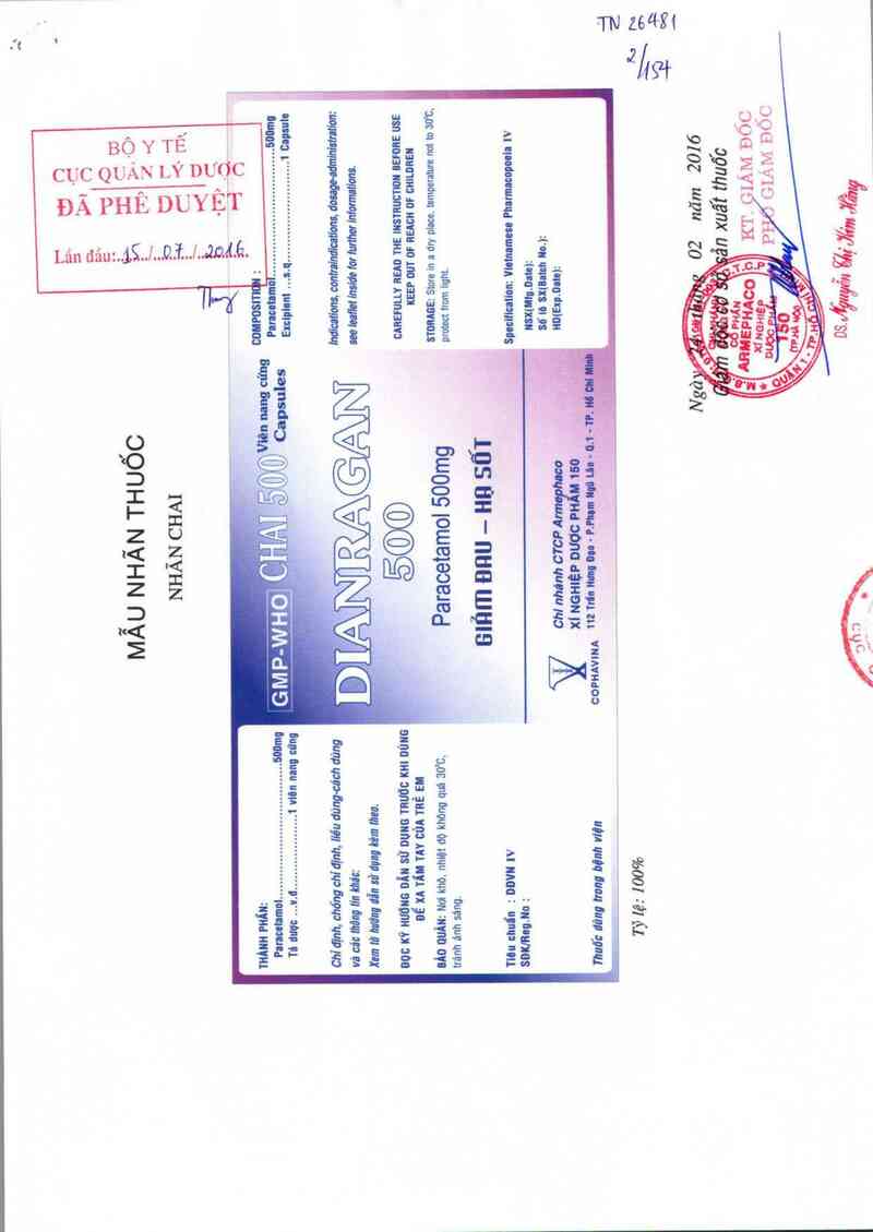thông tin, cách dùng, giá thuốc Dianragan 500 - ảnh 0