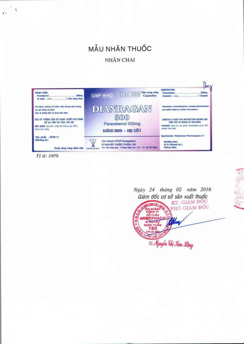 thông tin, cách dùng, giá thuốc Dianragan 500 - ảnh 1