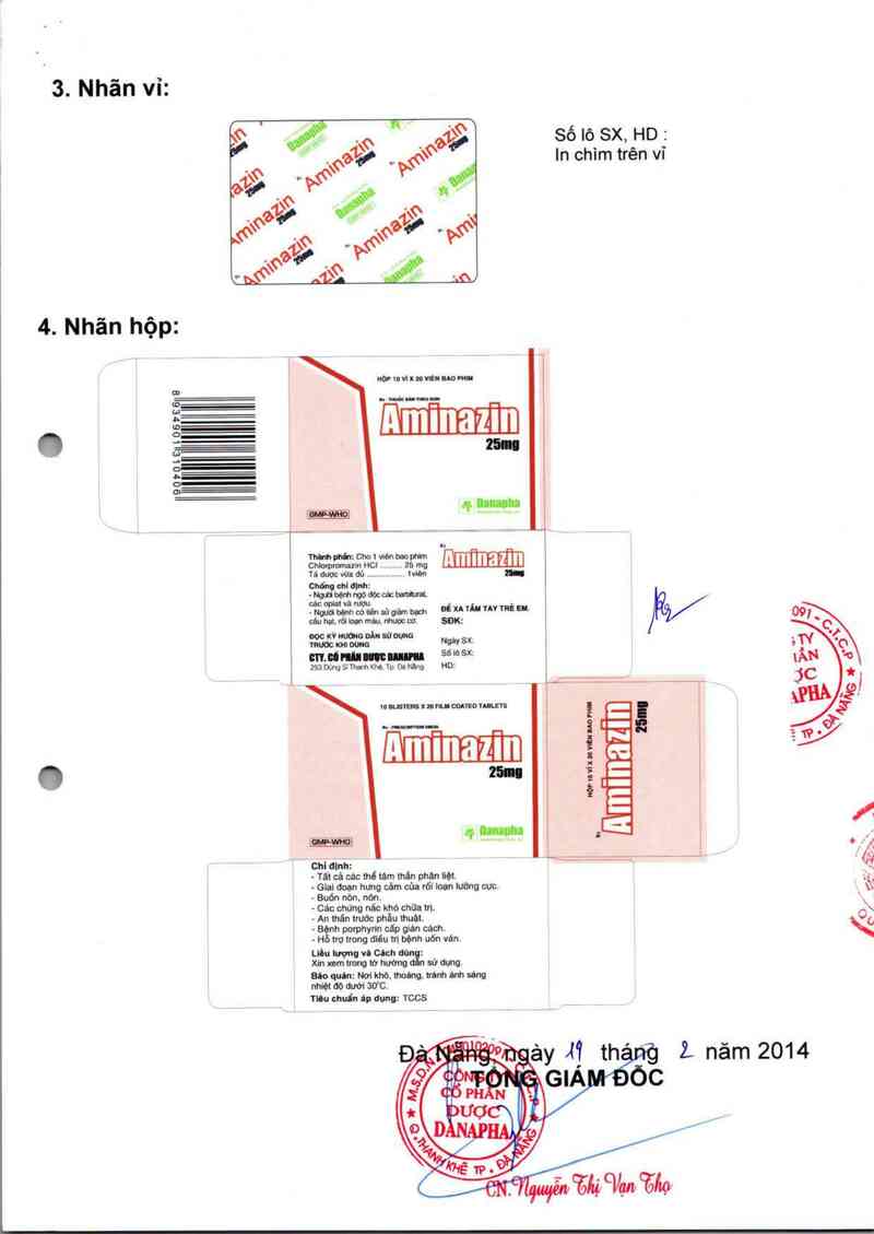 thông tin, cách dùng, giá thuốc Aminazin 25mg - ảnh 1