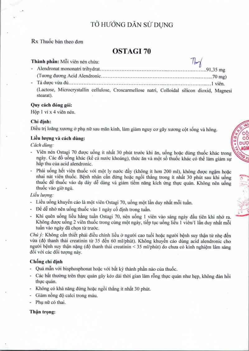 thông tin, cách dùng, giá thuốc Ostagi 70 - ảnh 1
