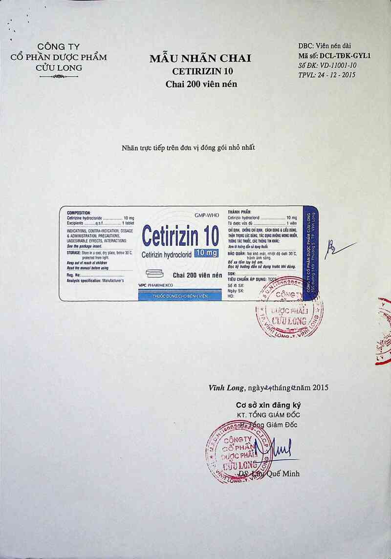 thông tin, cách dùng, giá thuốc Cetirizin 10 - ảnh 2