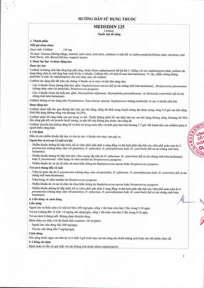 thông tin, cách dùng, giá thuốc Medsidin 125 - ảnh 5
