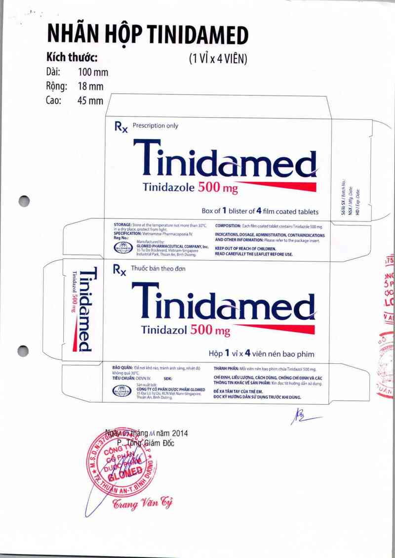 thông tin, cách dùng, giá thuốc Tinidamed - ảnh 1