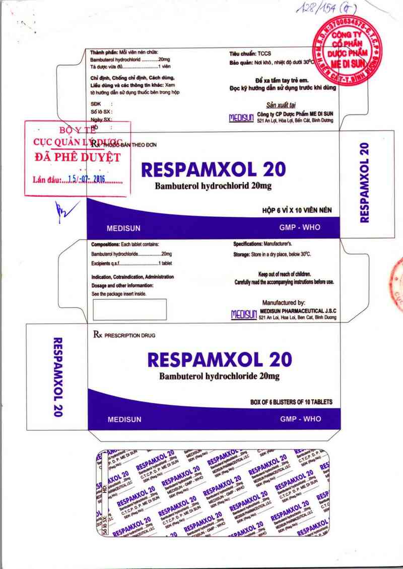 thông tin, cách dùng, giá thuốc Respamxol 20 - ảnh 0
