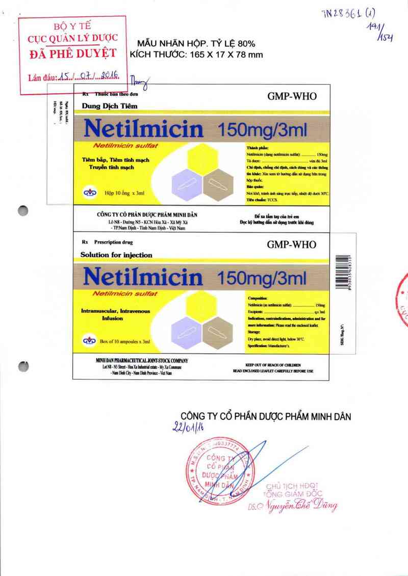 thông tin, cách dùng, giá thuốc Netilmicin 150mg/3ml - ảnh 0