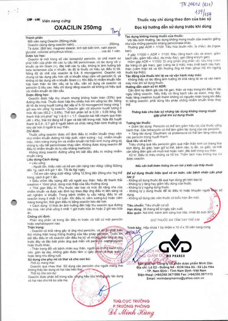 thông tin, cách dùng, giá thuốc Oxacilin 250mg - ảnh 2