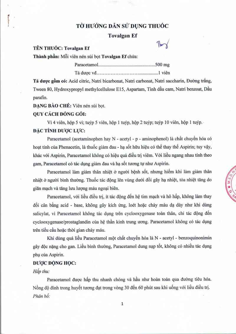 thông tin, cách dùng, giá thuốc Tovalgan Ef - ảnh 4